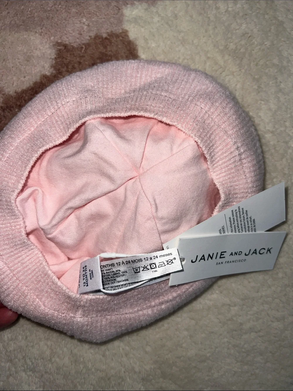 NEW Janie and Jack Light Pink Pom-Pom Knit Beret